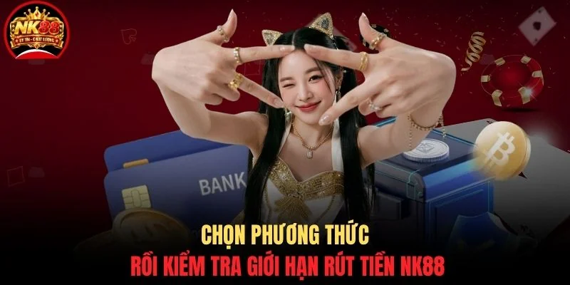 Rút tiền NK88 2 Chọn phương thức rồi kiểm tra giới hạn rút tiền NK88